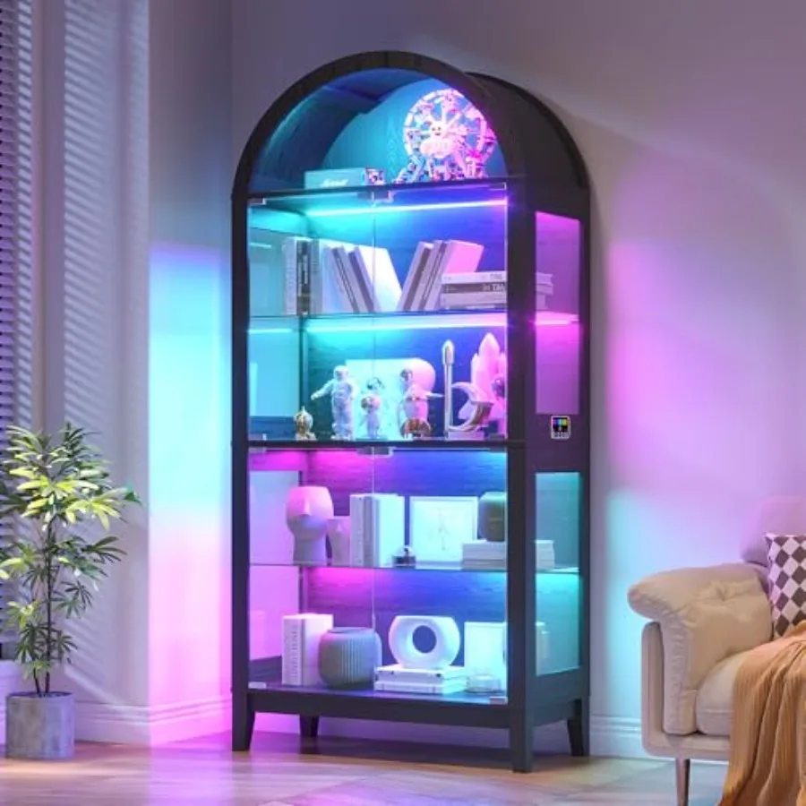 Glass Cabinet Display - Arched Glass Display Cabinet for Living