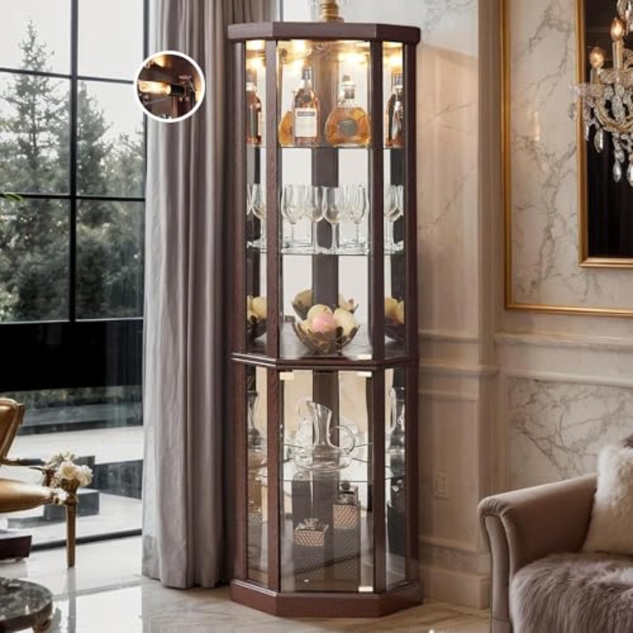 Corner curio cabinet for livin - đánh giá và giá Glass Cabinet Display