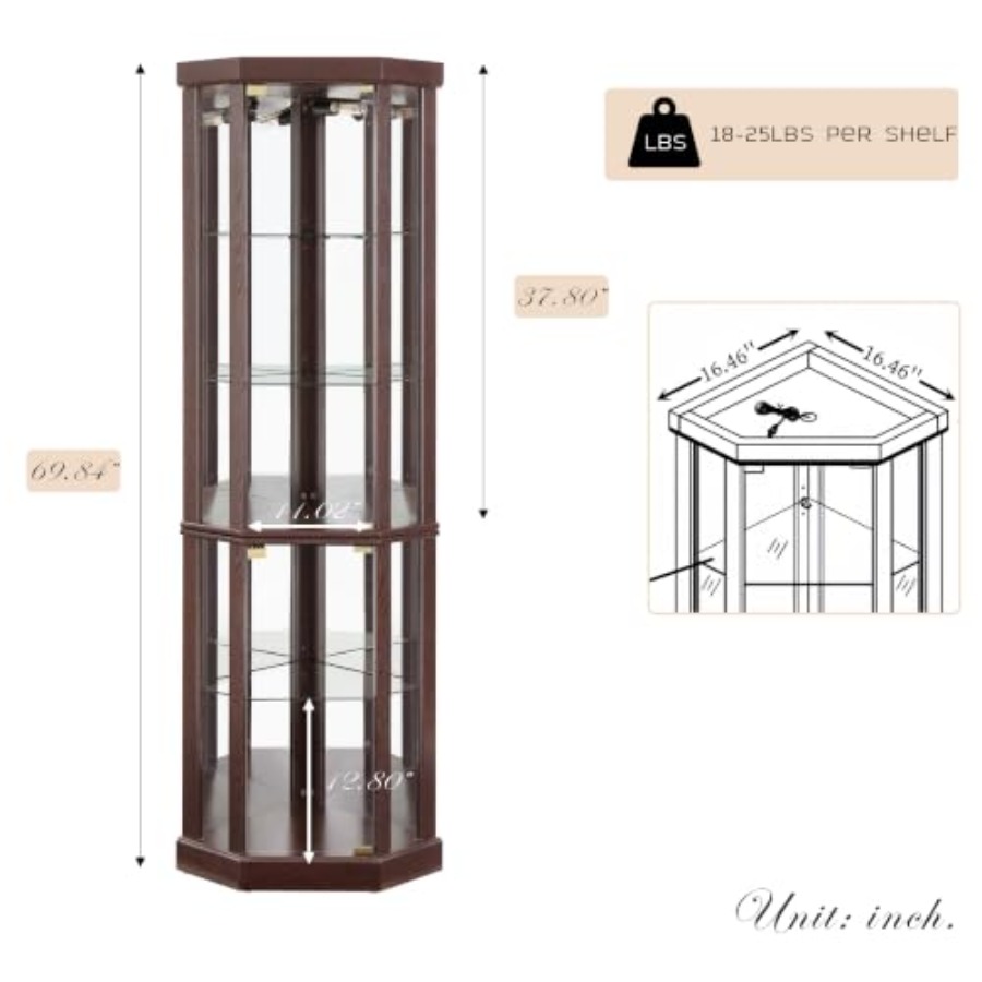 Corner curio cabinet for livin - đánh giá và giá Glass Cabinet Display