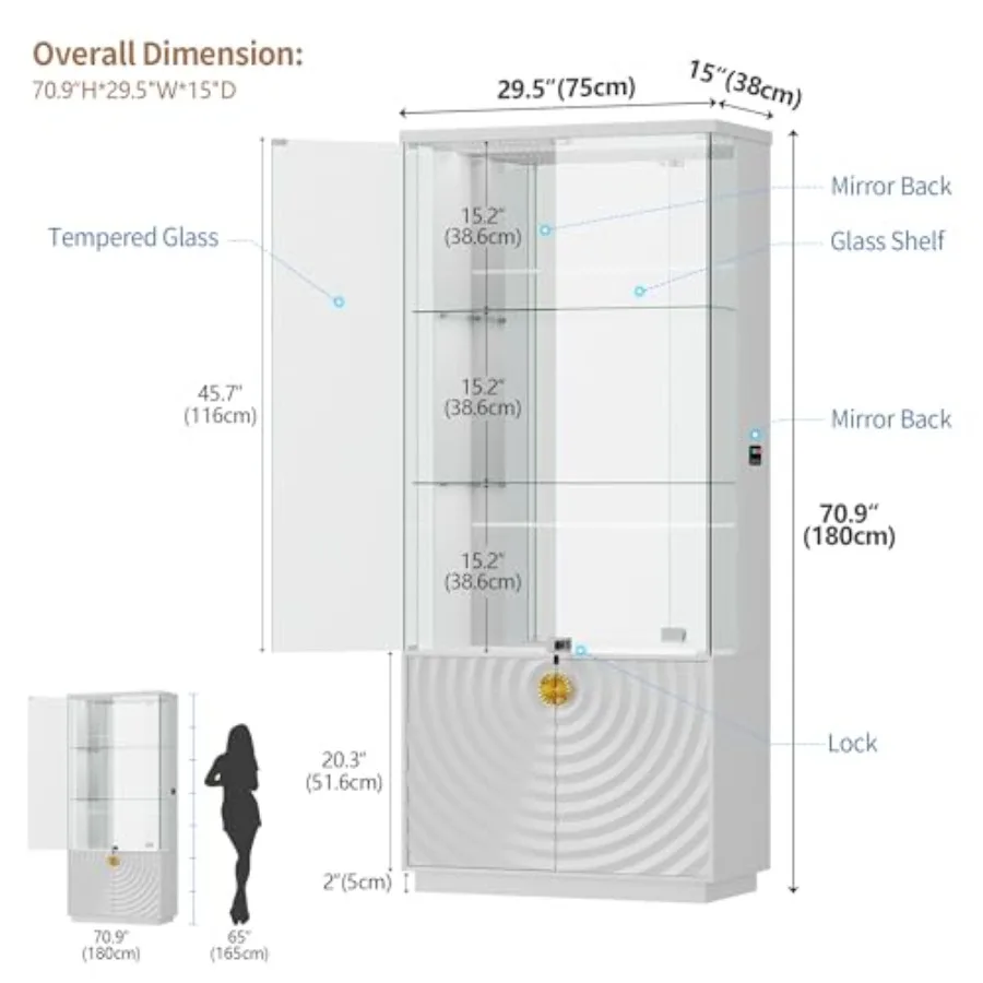 Display Cabinet 71 Inch Lockab - đánh giá và giá Glass Cabinet Display