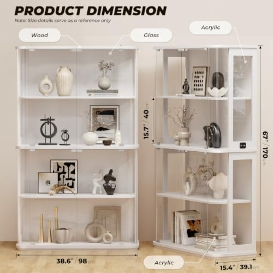 Rounded display cabinet for re - đánh giá và giá Glass Cabinet Display