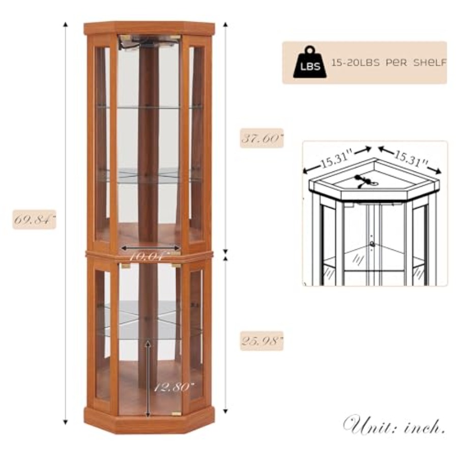 Corner curio cabinet for livin - đánh giá và giá Glass Cabinet Display