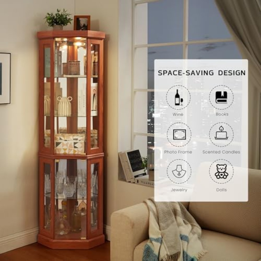 Corner curio cabinet for livin - đánh giá và giá Glass Cabinet Display