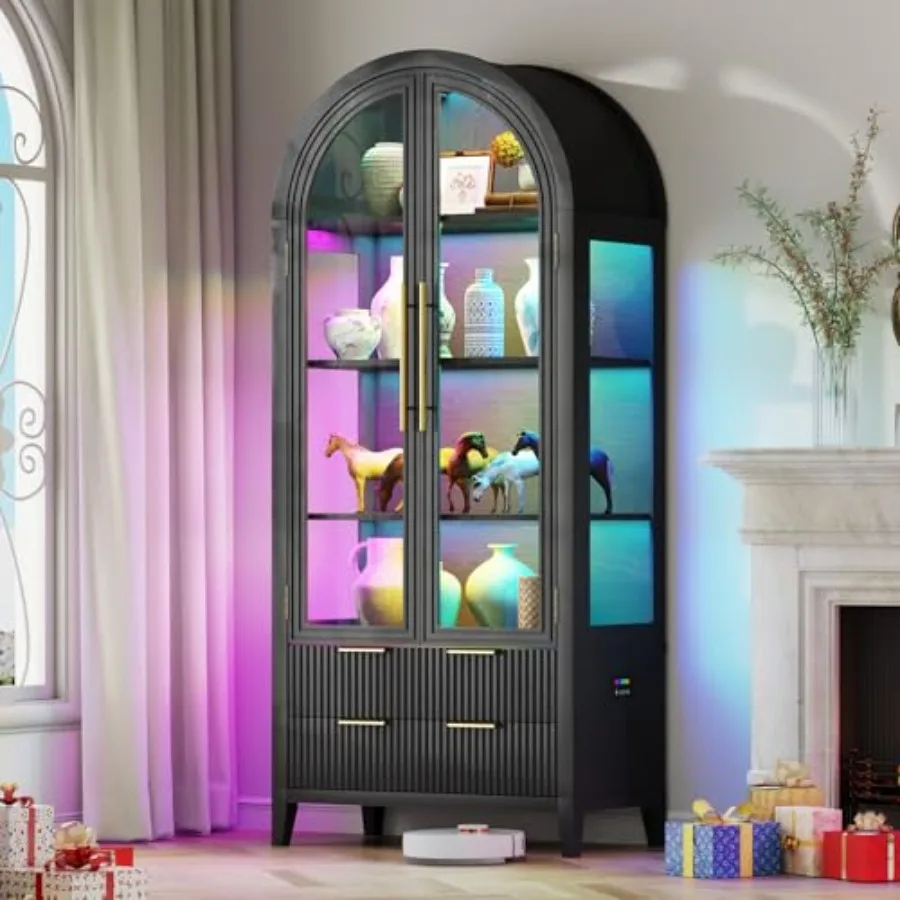 Arched curio cabinet with glas - đánh giá và giá Glass Cabinet Display