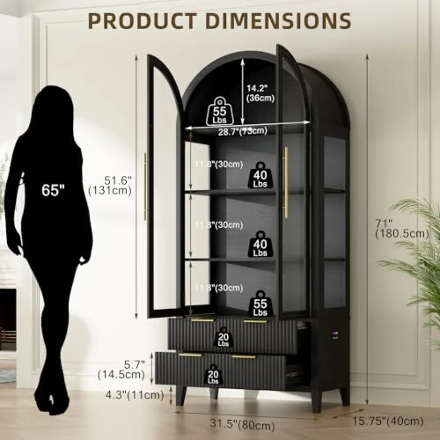 Arched curio cabinet with glas - đánh giá và giá Glass Cabinet Display