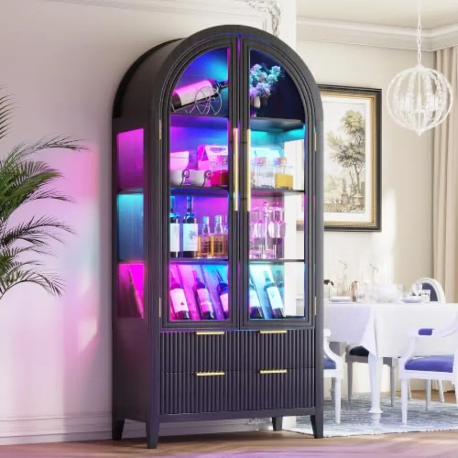 Arched curio cabinet with glas - đánh giá và giá Glass Cabinet Display