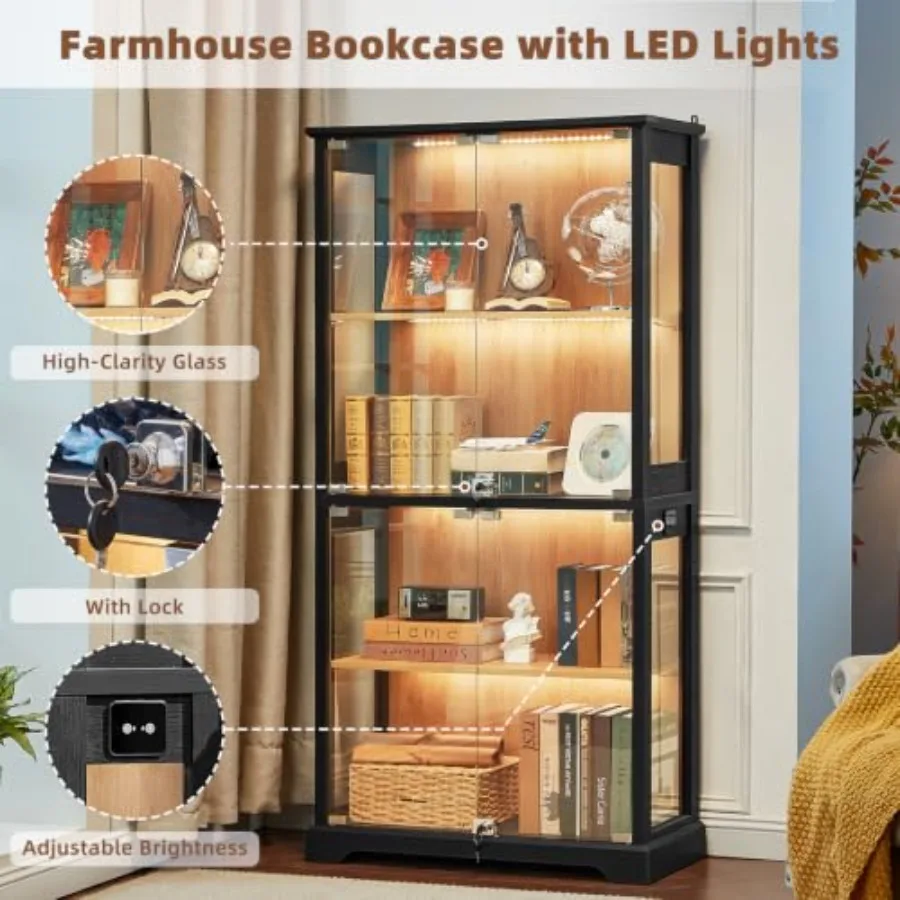 Farmhouse Glass Display Cabine - đánh giá và giá Glass Cabinet Display